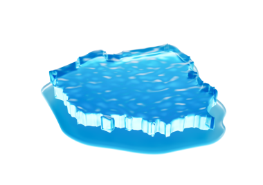 Polonya 'nın Su Haritası Derin Okyanusta Eriyen Küresel Isınma Buzulu Mavi Su 3D Görüntü