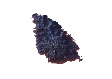 Aydınlatılmış Aziz Lucia Veri Haritası Coğrafi Özellikleri Vurguluyor Neon Işıklı 3B Görüntü