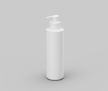 Losyon ya da sıvı sabun için temiz beyaz pompa şişesi. Ürün modellemeleri için ideal, 3d illüstrasyon