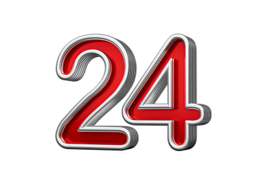 Parlak kırmızı 24 numara Metalik Parıltılı ve kıvrımlı kenarlı, 3D Görüntü