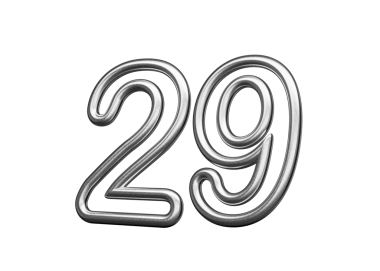 29 numara Gümüş Metalik Beyaz Arkaplan 3D Görüntü