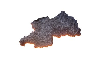 Aydınlatılmış Ruanda Veri Haritası Coğrafi Özellikleri Vurguluyor Neon Işıklı 3B Görüntü