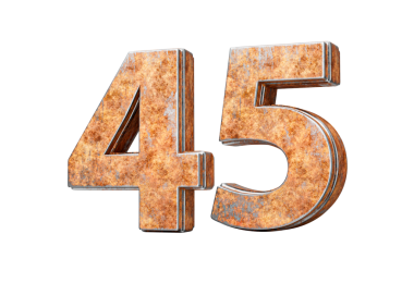 Kırk beş numara eski paslı demir metal desenli 3D resimden yapılmış 45 basamak.