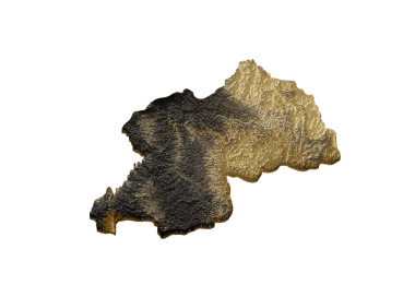 Ruanda Haritası Altın Metalik Doku Haritası Altın Rezervleri ve Altın Madencilik Konsepti 3B İllüstrasyon