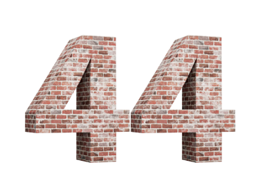 Kırk dört numara. Eski Grunge Duvarı 'ndan yapılmış 44 numara. Üç boyutlu resim.