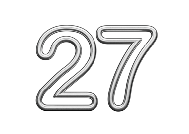 27 numara Gümüş Metalik Beyaz Arkaplan 3D Görüntü