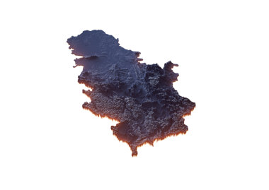 Sırbistan 'ın Coğrafi Özellikleri Vurgulanan Veri Haritası Neon Işık Işığı 3B Görüntü