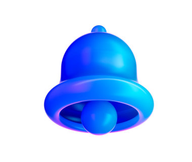 3D parlak mavi çan simgesi, uyarıları, uyarıları veya hatırlatıcıları sembolize ediyor. 3d illüstrasyon