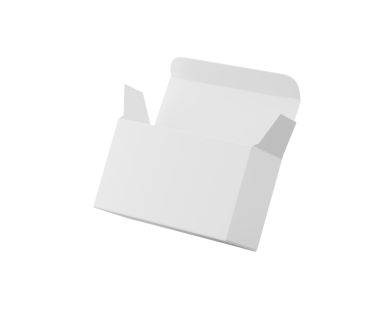 Boş beyaz karton kutu, kısmen açık, ürün markalaştırma modeli için hazır, 3 boyutlu illüstrasyon