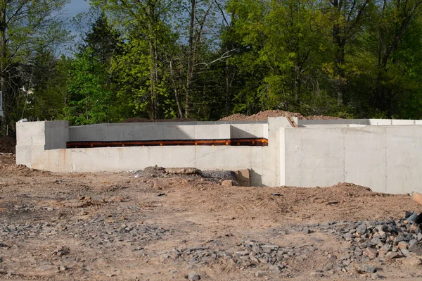 Betonové Základy Pro Nový Dům Cementmaterial Bednění Zem — Stock fotografie