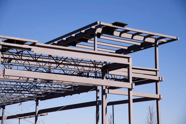 Estrutura Aço Para Construção Civil Céu Material Aço Moderno Industrial — Fotografia de Stock