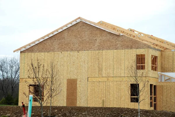 the walls of the new house are covered with plywood site wooden roof window material