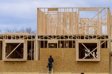 unfinished plywood house frame construction new framework wall