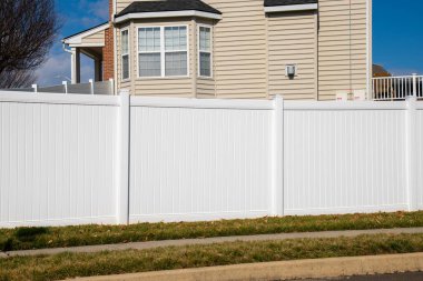 white vinyl fence outdoor backyard home private nature outside