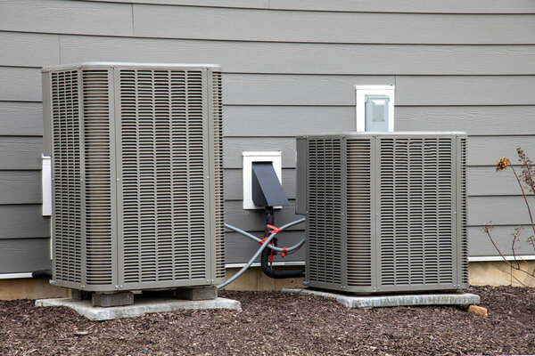 air conditioner near the new house cold fan install supply climate cooler modern