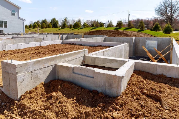 Betonnen Fundering Voor Een Nieuw Huis Werkterrein — Stockfoto