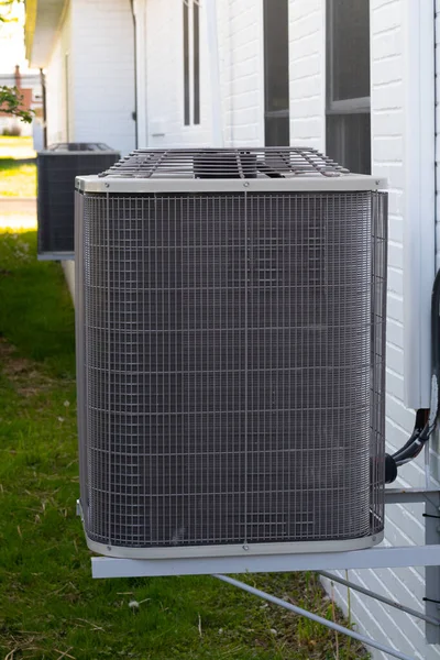 Home Air Conditioner Compressor System Backyard Climate Fan Accontrol Wall — Stock Photo, Image