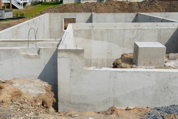 Fundering Voor Een Nieuw Multiplex Huis Beton Cement Modern Rechtenvrije Stockfoto's