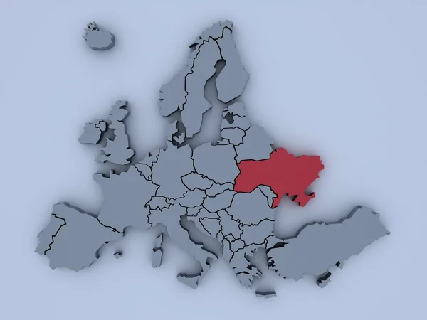 Рендеринг Карту Європи Яскравими Кольорами Зосередженими Україні — стокове фото