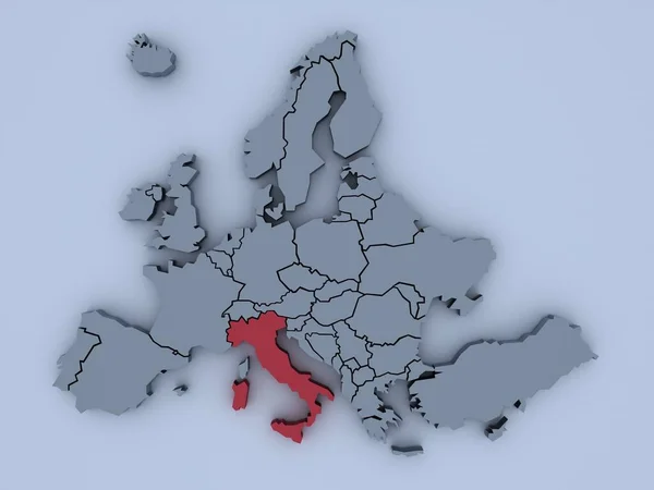 Kaart Van Europa Met Felle Kleuren Gericht Italië — Stockfoto