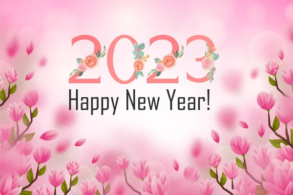 Růžové Květinové Pozdravy Rok 2023 — Stock fotografie