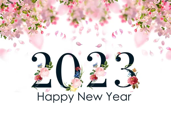 Floral Greetings Year 2023 — Stock Photo, Image