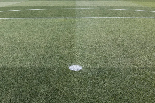 stock image Natural grass field, seen from the area of one of the goals. Concept of soccer, competition, football, victory, cup, win and lose. 