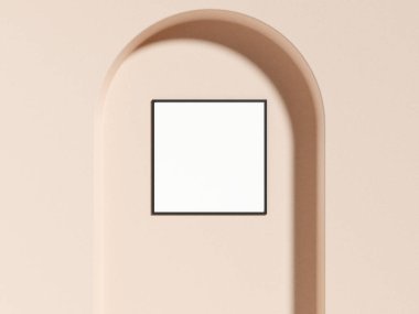 Minimalist kare siyah poster ya da minimalist mimari binasında fotoğraf çerçevesi modeli. 3B Hazırlama.