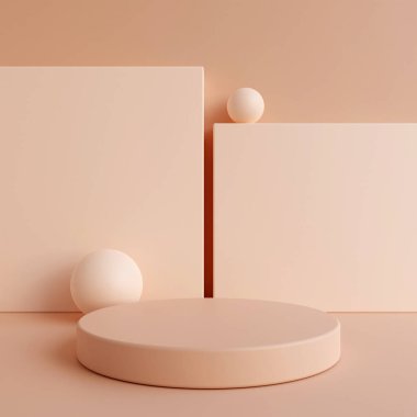 Minimalist basit silindir podyum veya ürün sunumu için pastel renk arkaplanlı kaidesel ekran. 3d oluşturma