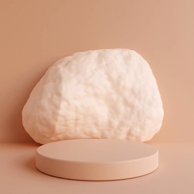Minimalist basit silindir podyum veya ürün sunumu için pastel renk arkaplanlı kaidesel ekran. 3d oluşturma