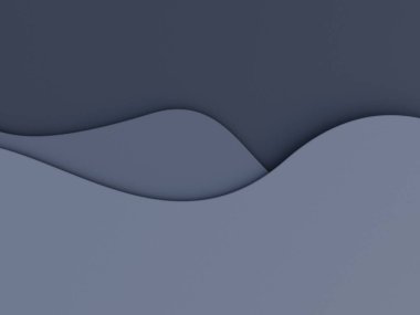 Kağıt kesim tarzında, sunum için kağıt dokusu olan dalgalı şekilli minimalist iş arkaplanı. 3d oluşturma.