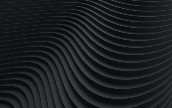Black paper cut abstract background. minimalistic modern design for business presentations. abstract paper poster with wavy layers. 3d rendering.