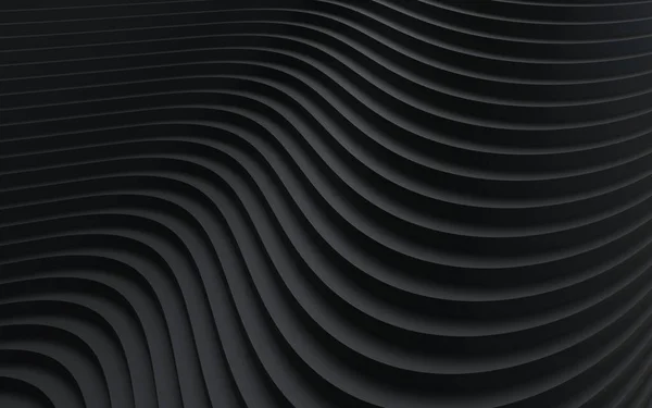 Siyah kağıt soyut arkaplan kesiyor. İş sunumları için minimalist modern tasarım. Dalgalı katmanlı soyut kağıt posteri. 3d oluşturma.