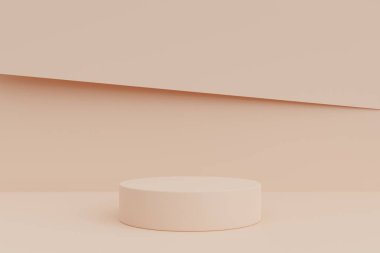 Minimalist cylinder podium pedestal product display on pastel paper cut background 3d rendering