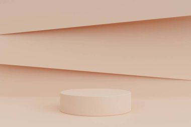 Minimalist cylinder podium pedestal product display on pastel paper cut background 3d rendering