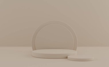 Minimal cylinder podium pedestal product display and presentation with pastel background 3d rendering