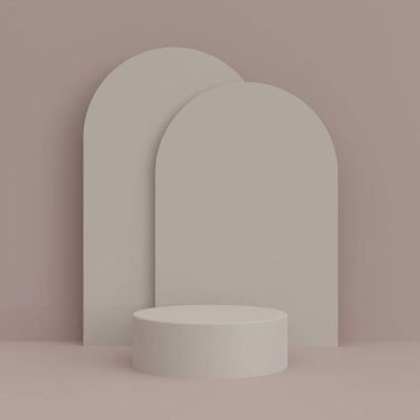 Minimal cylinder podium pedestal product display and presentation with pastel background 3d rendering