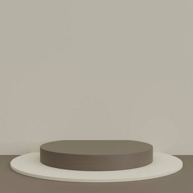 Minimal cylinder podium pedestal product display and presentation with pastel background 3d rendering