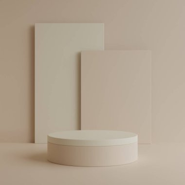 Minimal cylinder podium pedestal product display and presentation with pastel background 3d rendering
