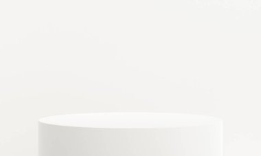 Minimalist beyaz 3d podyum sahnesi. soyut beyaz geometri şekil arkaplanı. Ürün sunumu için minimum kozmetik arka plan. 3d oluşturma.