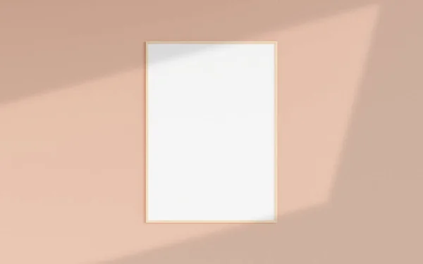 Vista Frontal Limpa Minimalista Foto Vertical Madeira Quadro Cartaz Mockup — Fotografia de Stock
