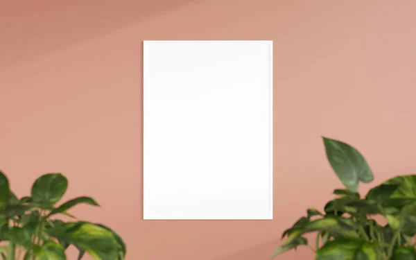 Clean Minimalist Front View Vertical White Photo Poster Frame Mockup —  Fotos de Stock