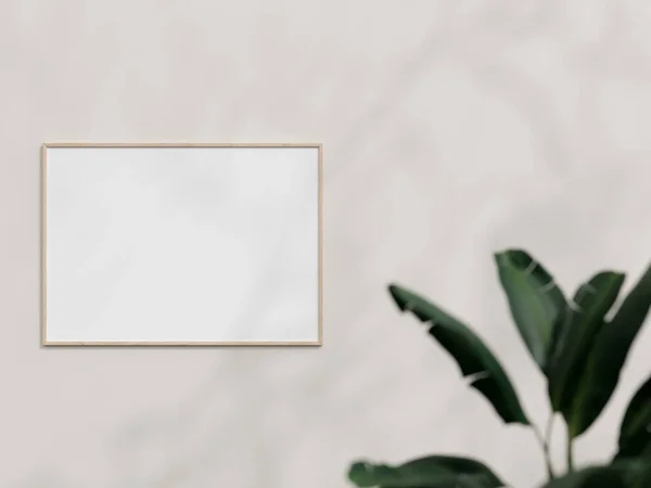 Vista Frontal Limpa Minimalista Foto Madeira Horizontal Quadro Cartaz Mockup — Fotografia de Stock