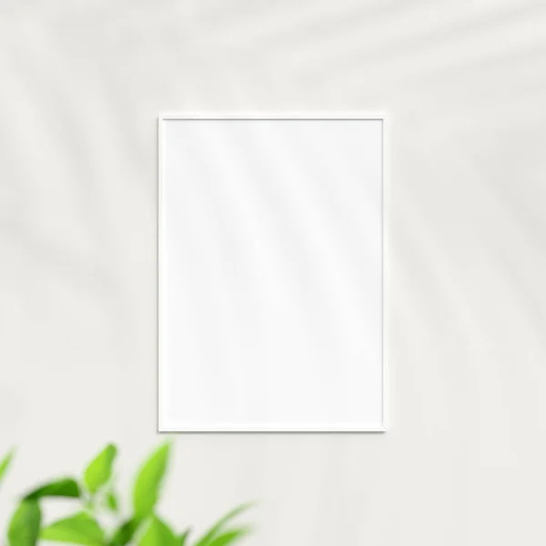 Beyaz Duvardaki Fotoğraf Çerçevesi Modeli Poster Modeli Temiz Modern Minimal — Stok fotoğraf