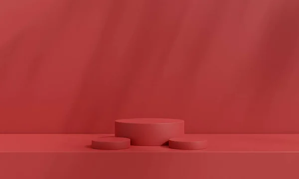 Rotes Podium Oder Bühne Roten Raum Minimaler Hintergrund Für Weihnachten — Stockfoto
