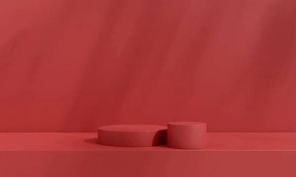Red Podium Stage Red Room Minimal Background Christmas Valentines Day — Stock Photo, Image