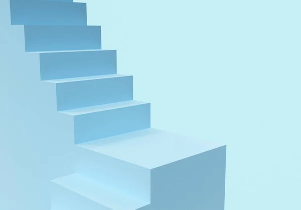 Fondo Mínimo Abstracto Escaleras Azules Escaleras Sobre Fondo Azul Pedestal —  Fotos de Stock