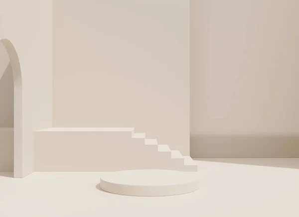 Trendiges Minimalistisches Interieur Darstellung Modernen Geometrischen Stil Pastellfarben Hintergrund Für — Stockfoto