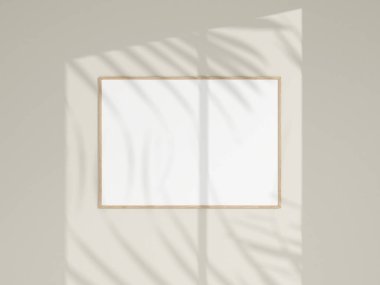 Beyaz duvardaki fotoğraf çerçevesi modeli. Minimalist bir geçmiş. Boş resim çerçeve modeli. Poster modeli. Temiz, modern, minimal çerçeve. 3d oluşturma.