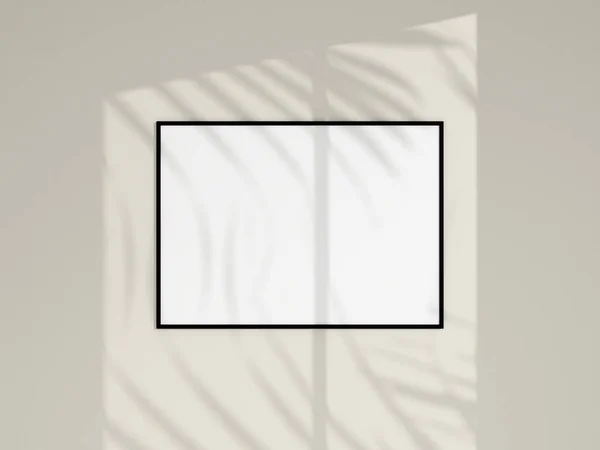白い壁に写真フレームのモックアップ 最小限の背景 空の画像フレームのモックアップ ポスターモックアップ 清潔で近代的でミニマルなフレーム 3Dレンダリング — ストック写真